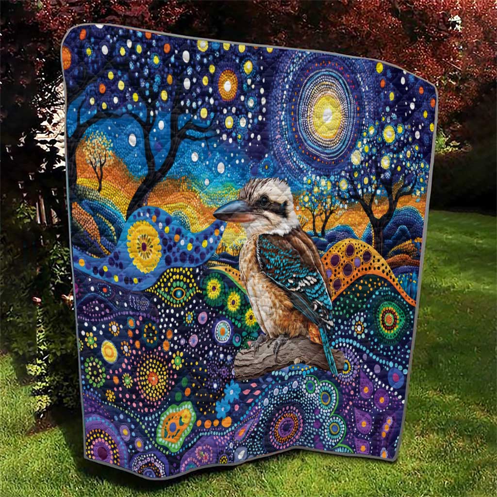 Australian Kookaburra Indigenous Quilt Aboriginal Dot Painting