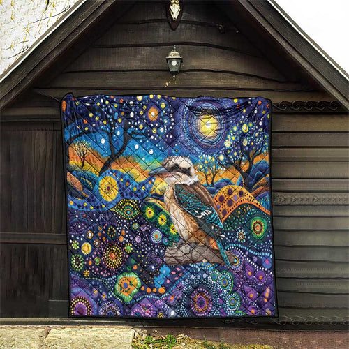 Australian Kookaburra Indigenous Quilt Aboriginal Dot Painting
