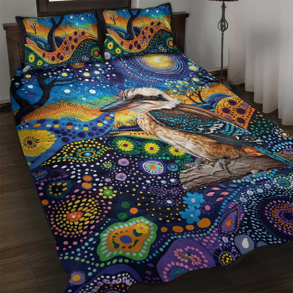 Australian Kookaburra Indigenous Quilt Bed Set Aboriginal Dot Painting
