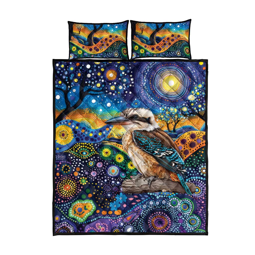 Australian Kookaburra Indigenous Quilt Bed Set Aboriginal Dot Painting