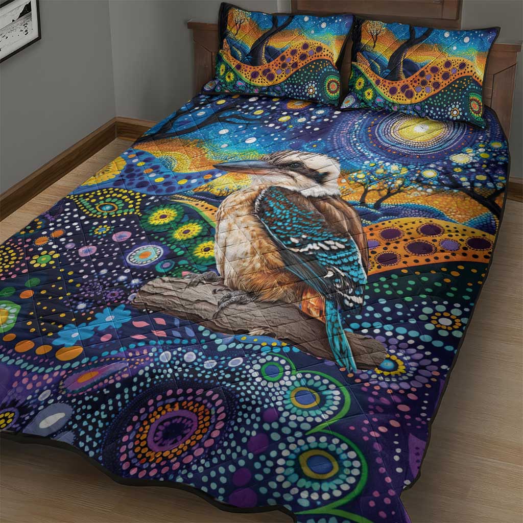 Australian Kookaburra Indigenous Quilt Bed Set Aboriginal Dot Painting