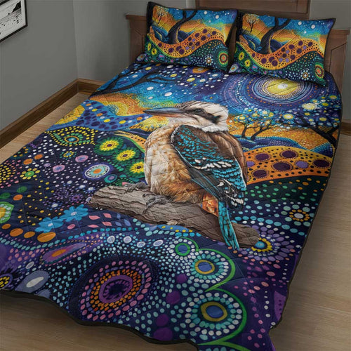 Australian Kookaburra Indigenous Quilt Bed Set Aboriginal Dot Painting