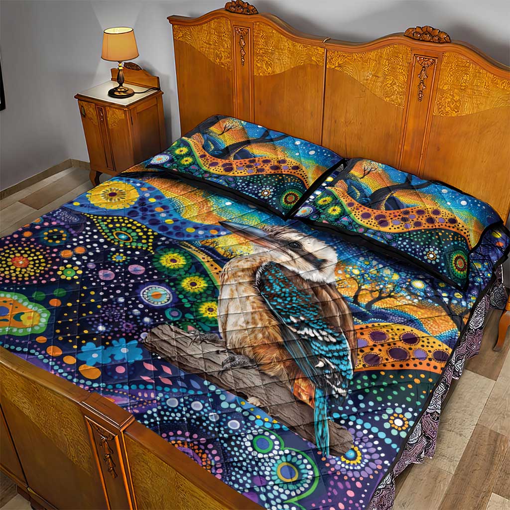 Australian Kookaburra Indigenous Quilt Bed Set Aboriginal Dot Painting
