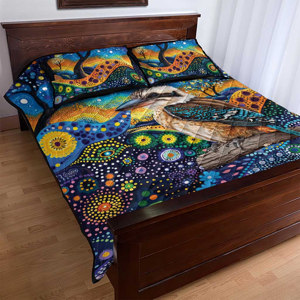 Australian Kookaburra Indigenous Quilt Bed Set Aboriginal Dot Painting