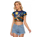 Australian Kookaburra Indigenous Raglan Cropped T Shirt Aboriginal Dot Painting