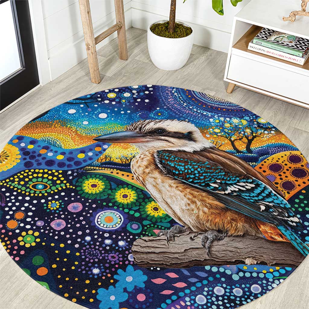 Australian Kookaburra Indigenous Round Carpet Aboriginal Dot Painting