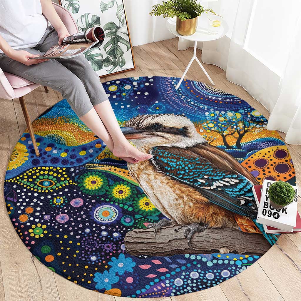 Australian Kookaburra Indigenous Round Carpet Aboriginal Dot Painting