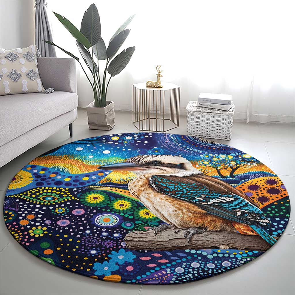 Australian Kookaburra Indigenous Round Carpet Aboriginal Dot Painting