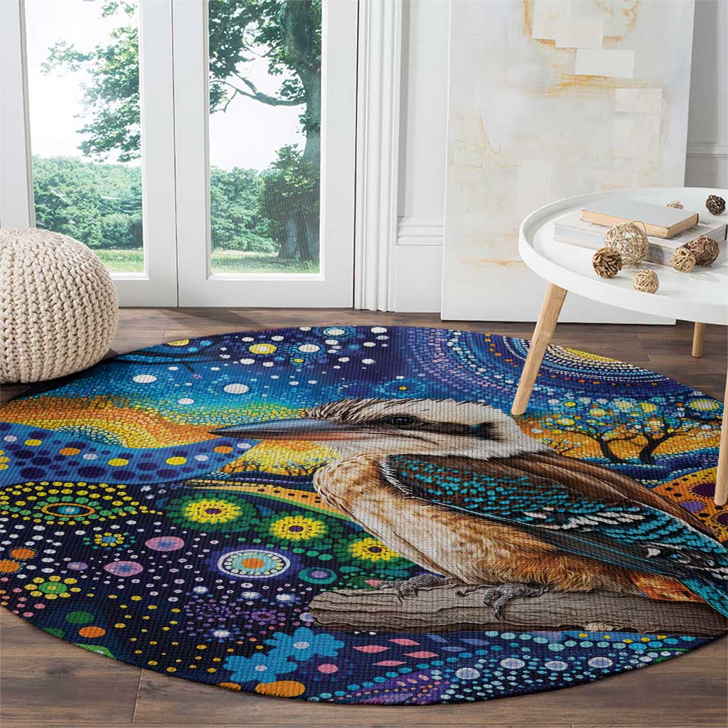 Australian Kookaburra Indigenous Round Carpet Aboriginal Dot Painting