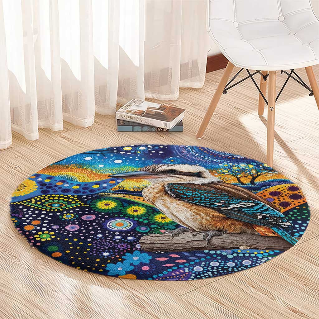 Australian Kookaburra Indigenous Round Carpet Aboriginal Dot Painting