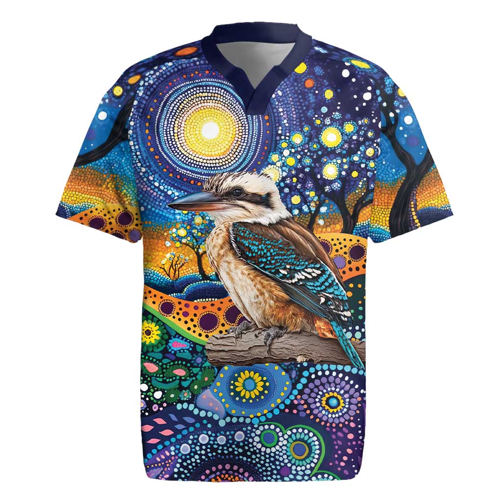 Australian Kookaburra Indigenous Rugby Jersey Aboriginal Dot Painting