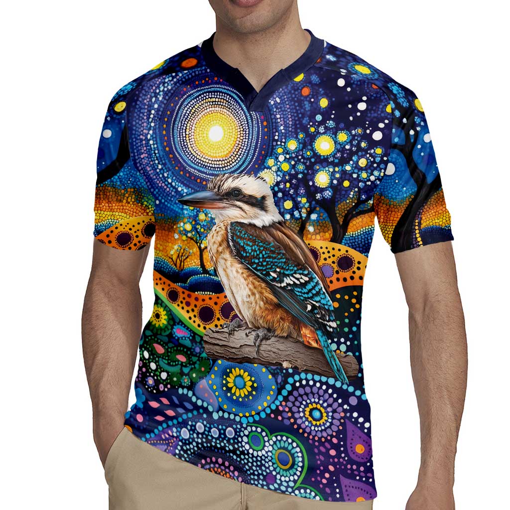 Australian Kookaburra Indigenous Rugby Jersey Aboriginal Dot Painting