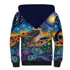 Australian Kookaburra Indigenous Sherpa Hoodie Aboriginal Dot Painting