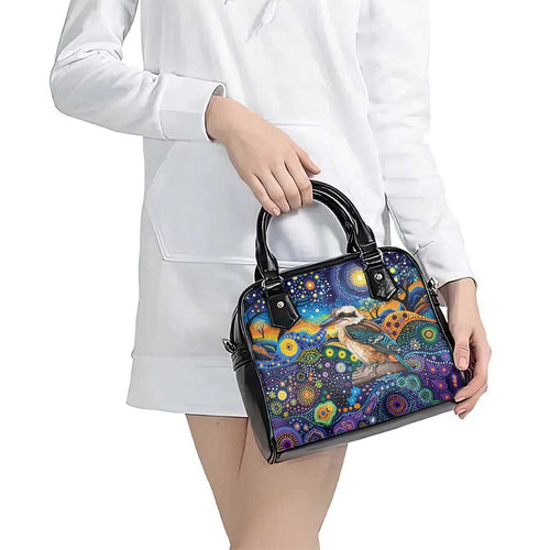 Australian Kookaburra Indigenous Shoulder Handbag Aboriginal Dot Painting