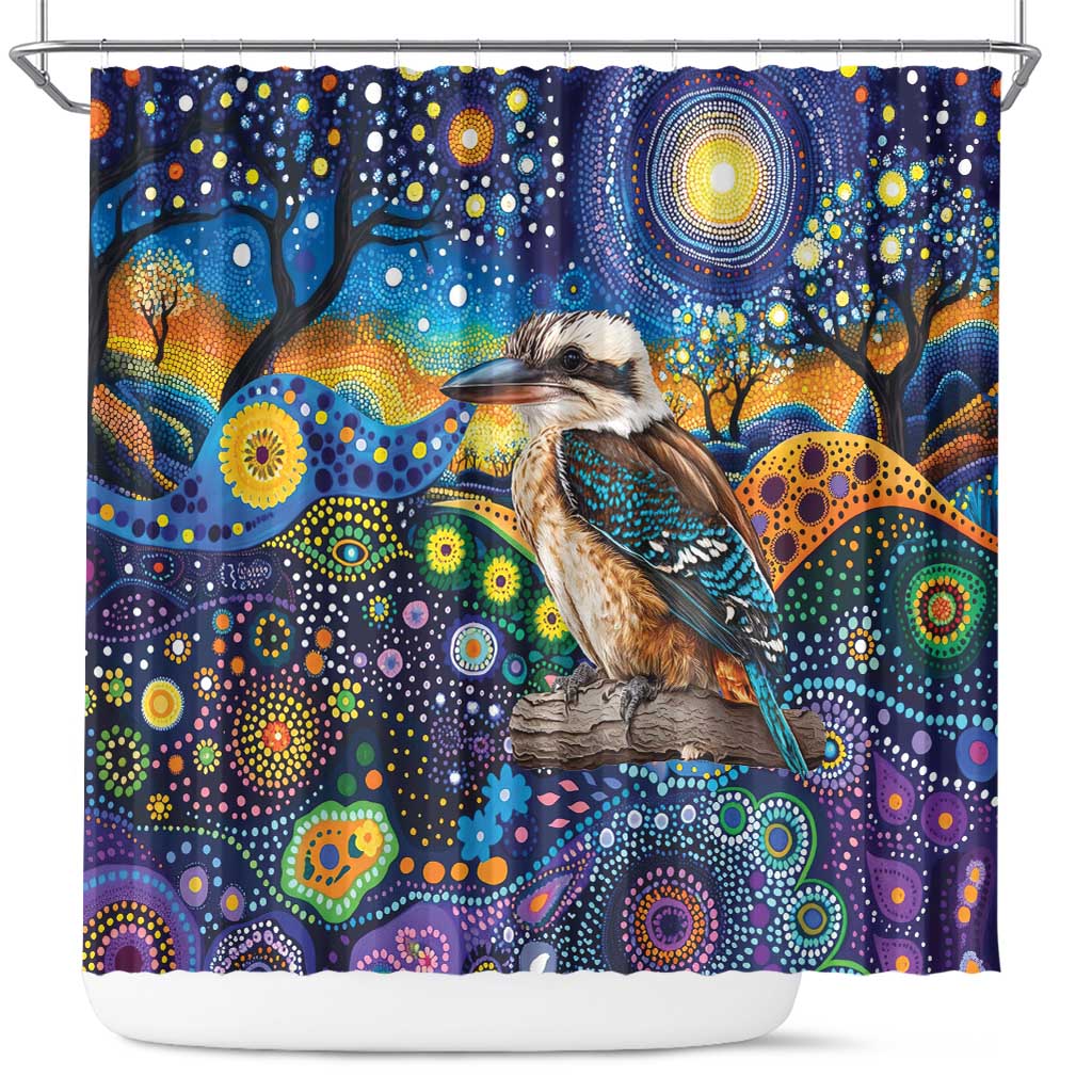 Australian Kookaburra Indigenous Shower Curtain Aboriginal Dot Painting