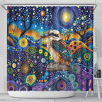 Australian Kookaburra Indigenous Shower Curtain Aboriginal Dot Painting