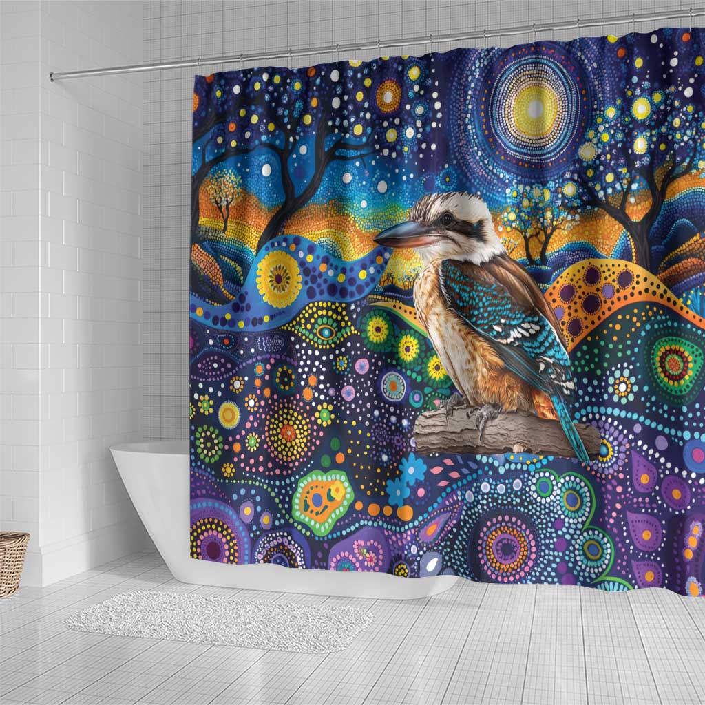 Australian Kookaburra Indigenous Shower Curtain Aboriginal Dot Painting
