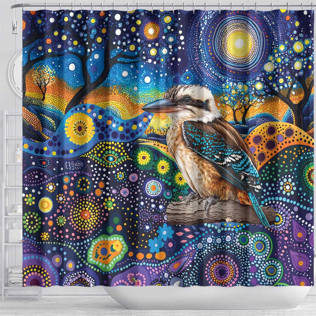 Australian Kookaburra Indigenous Shower Curtain Aboriginal Dot Painting