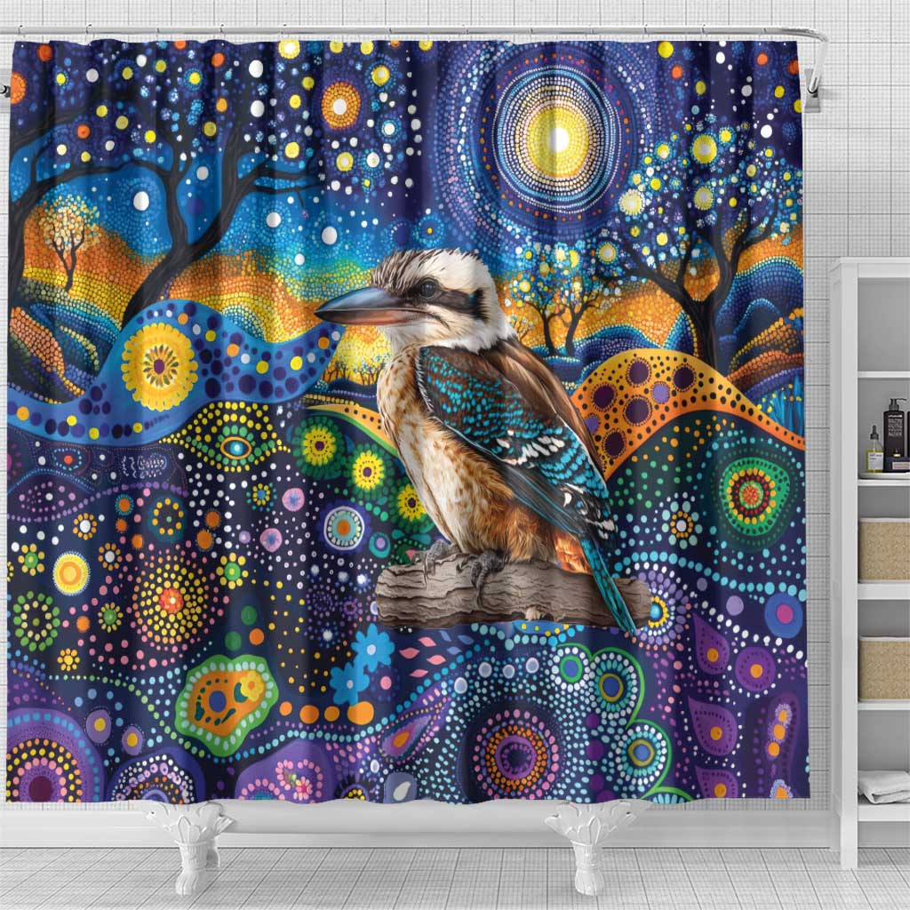 Australian Kookaburra Indigenous Shower Curtain Aboriginal Dot Painting