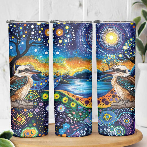 Australian Kookaburra Indigenous Skinny Tumbler Aboriginal Dot Painting
