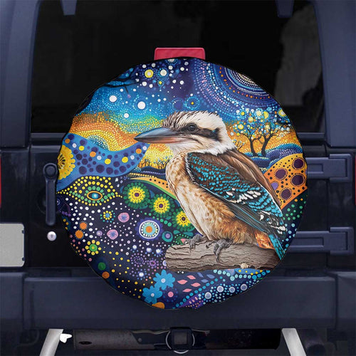 Australian Kookaburra Indigenous Spare Tire Cover Aboriginal Dot Painting