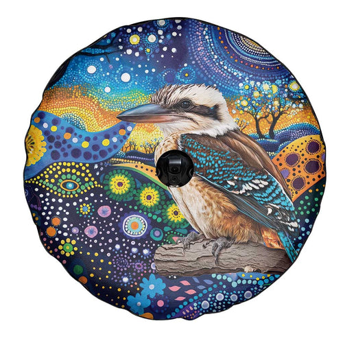 Australian Kookaburra Indigenous Spare Tire Cover Aboriginal Dot Painting