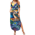 Australian Kookaburra Indigenous Summer Maxi Dress Aboriginal Dot Painting
