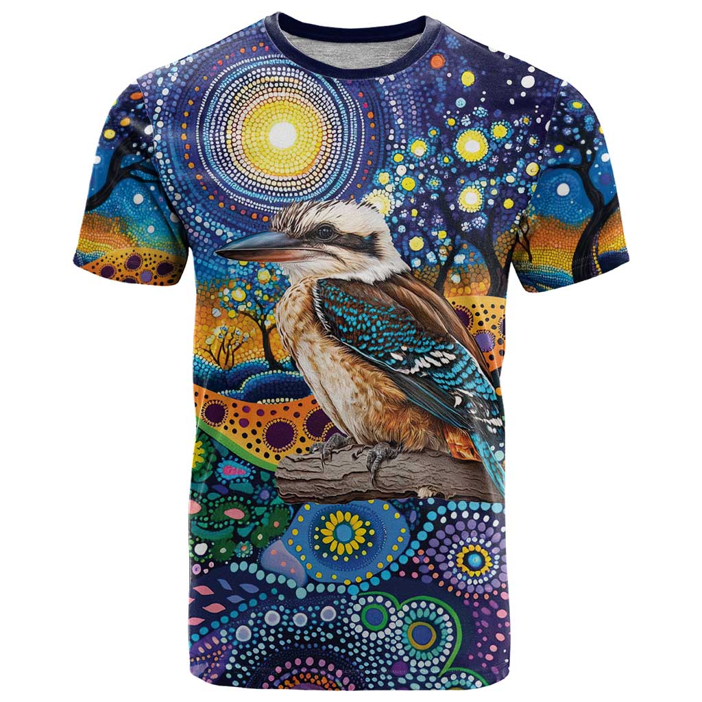 Australian Kookaburra Indigenous T Shirt Aboriginal Dot Painting