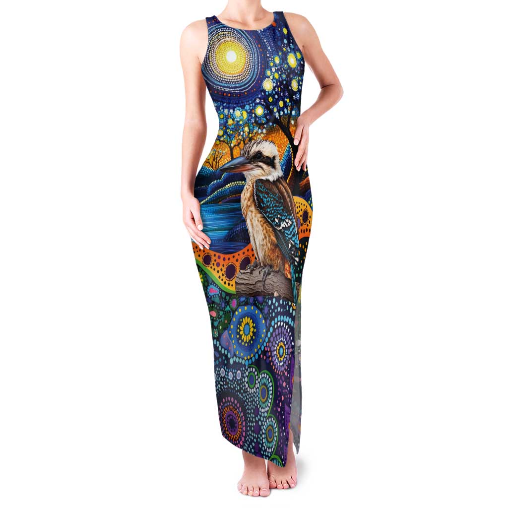 Australian Kookaburra Indigenous Tank Maxi Dress Aboriginal Dot Painting