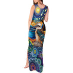 Australian Kookaburra Indigenous Tank Maxi Dress Aboriginal Dot Painting