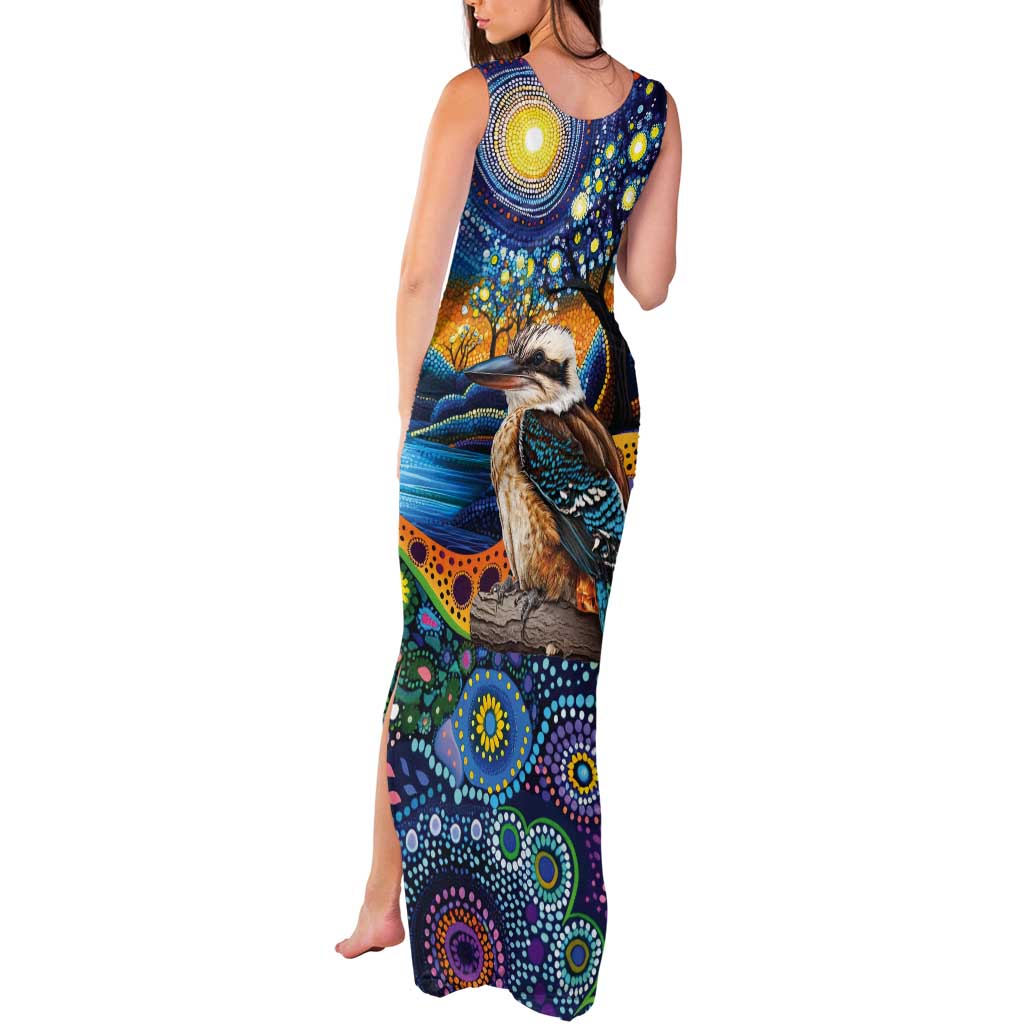 Australian Kookaburra Indigenous Tank Maxi Dress Aboriginal Dot Painting