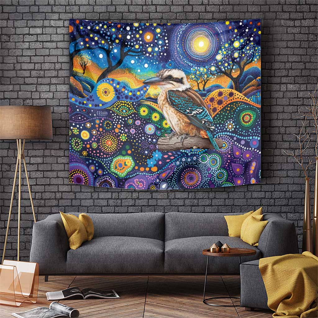 Australian Kookaburra Indigenous Tapestry Aboriginal Dot Painting