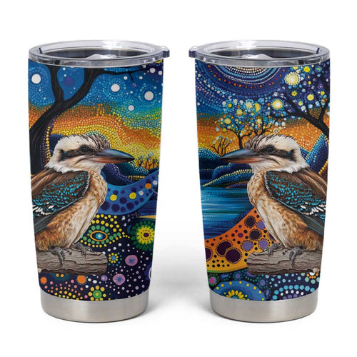 Australian Kookaburra Indigenous Tumbler Cup Aboriginal Dot Painting