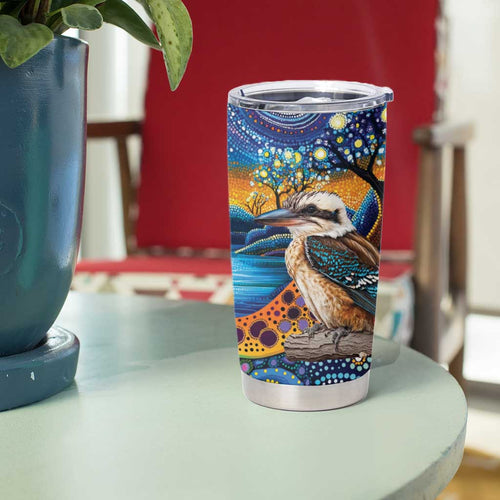 Australian Kookaburra Indigenous Tumbler Cup Aboriginal Dot Painting
