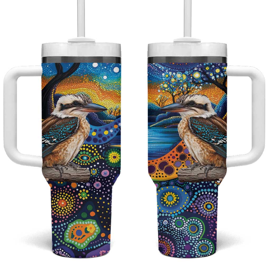 Australian Kookaburra Indigenous Tumbler With Handle Aboriginal Dot Painting