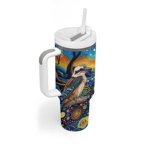 Australian Kookaburra Indigenous Tumbler With Handle Aboriginal Dot Painting
