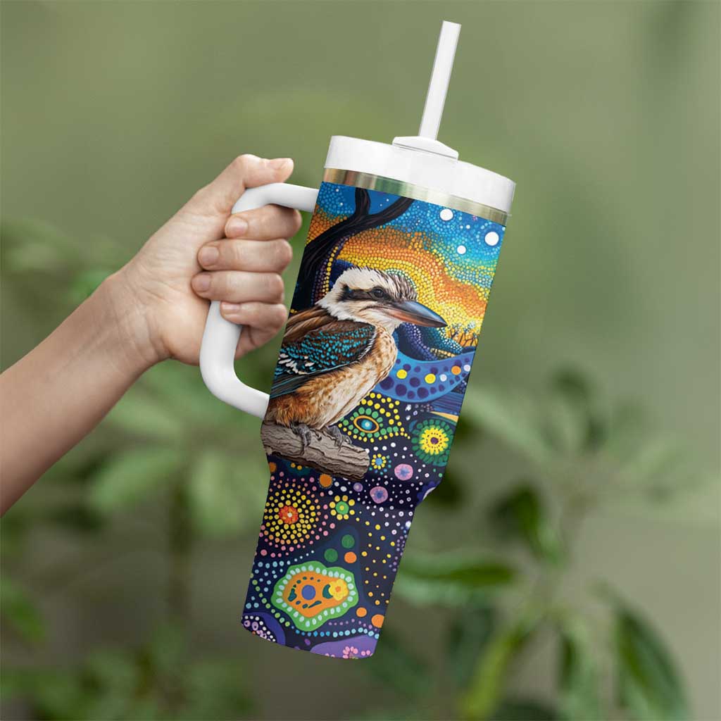 Australian Kookaburra Indigenous Tumbler With Handle Aboriginal Dot Painting