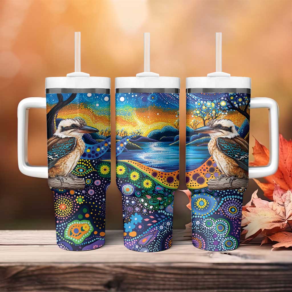 Australian Kookaburra Indigenous Tumbler With Handle Aboriginal Dot Painting
