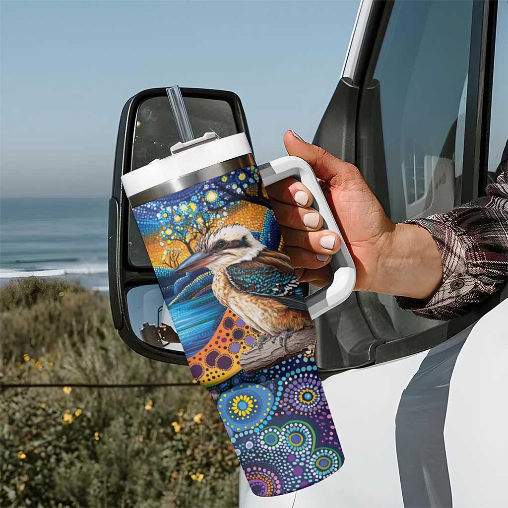 Australian Kookaburra Indigenous Tumbler With Handle Aboriginal Dot Painting