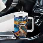 Australian Kookaburra Indigenous Tumbler With Handle Aboriginal Dot Painting