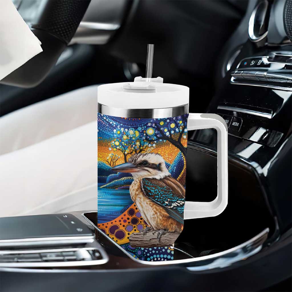 Australian Kookaburra Indigenous Tumbler With Handle Aboriginal Dot Painting