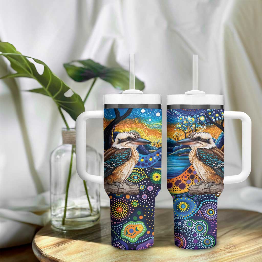 Australian Kookaburra Indigenous Tumbler With Handle Aboriginal Dot Painting