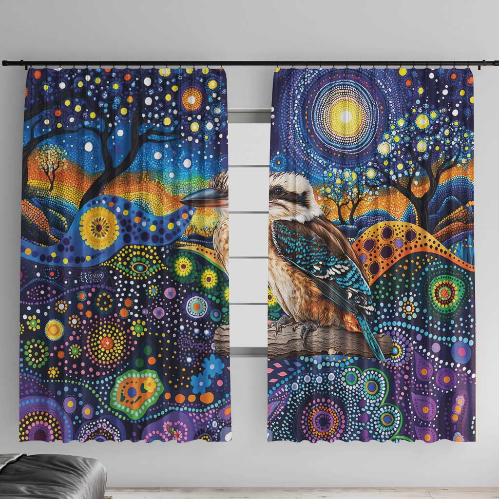 Australian Kookaburra Indigenous Window Curtain Aboriginal Dot Painting