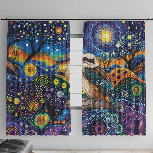 Australian Kookaburra Indigenous Window Curtain Aboriginal Dot Painting