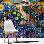 Australian Kookaburra Indigenous Window Curtain Aboriginal Dot Painting