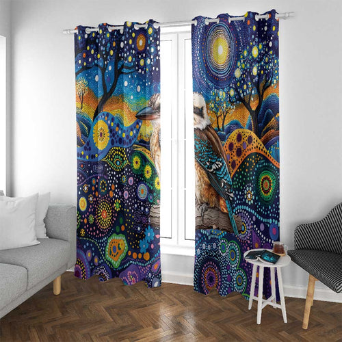Australian Kookaburra Indigenous Window Curtain Aboriginal Dot Painting