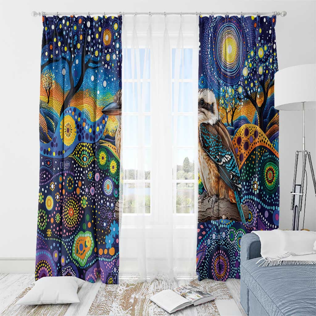 Australian Kookaburra Indigenous Window Curtain Aboriginal Dot Painting