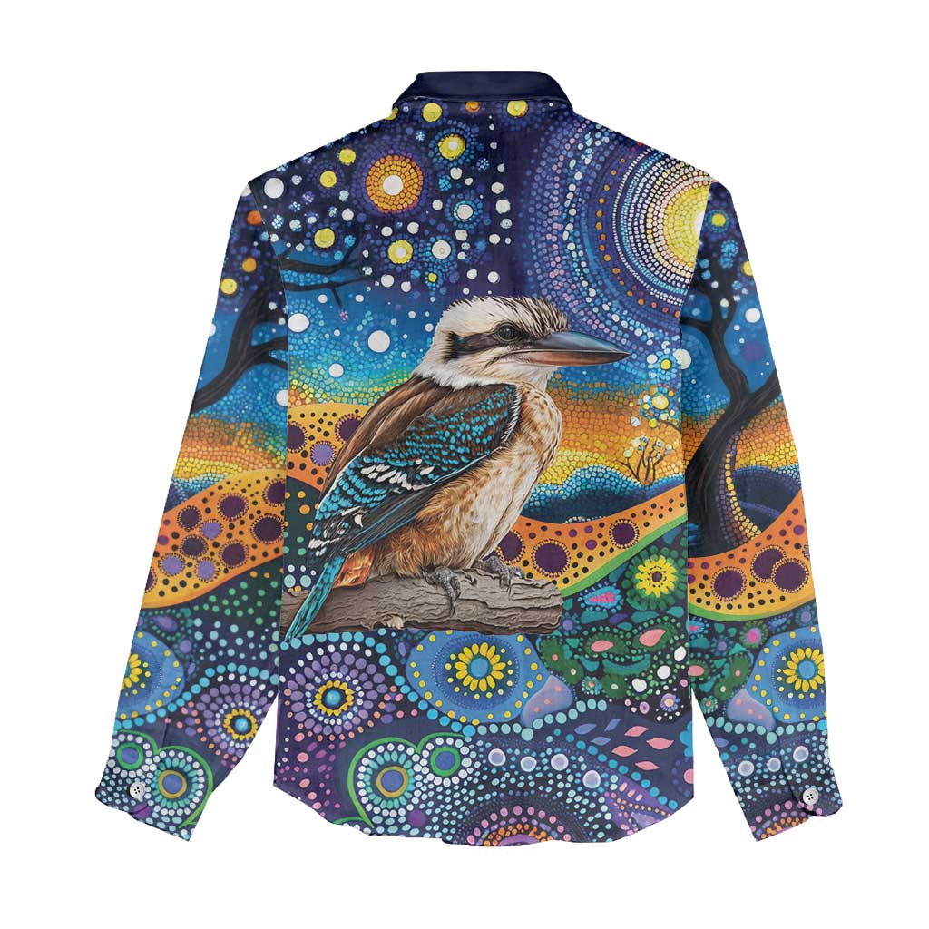 Australian Kookaburra Indigenous Women Casual Shirt Aboriginal Dot Painting