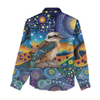 Australian Kookaburra Indigenous Women Casual Shirt Aboriginal Dot Painting