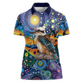 Australian Kookaburra Indigenous Women Polo Shirt Aboriginal Dot Painting